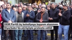 DEM Partili üç belediyeye kayyum atanması Diyarbakır’da yürüyüşle protesto edildi 